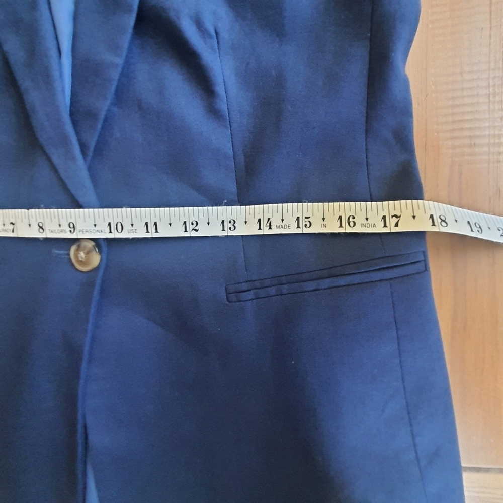 J. CREW Womens Linen Cotton Blazer Bright Navy Blue Peak Lapel Business Casual - Picture 7 of 14